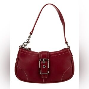 Elegant Red Leather Shoulder Bag